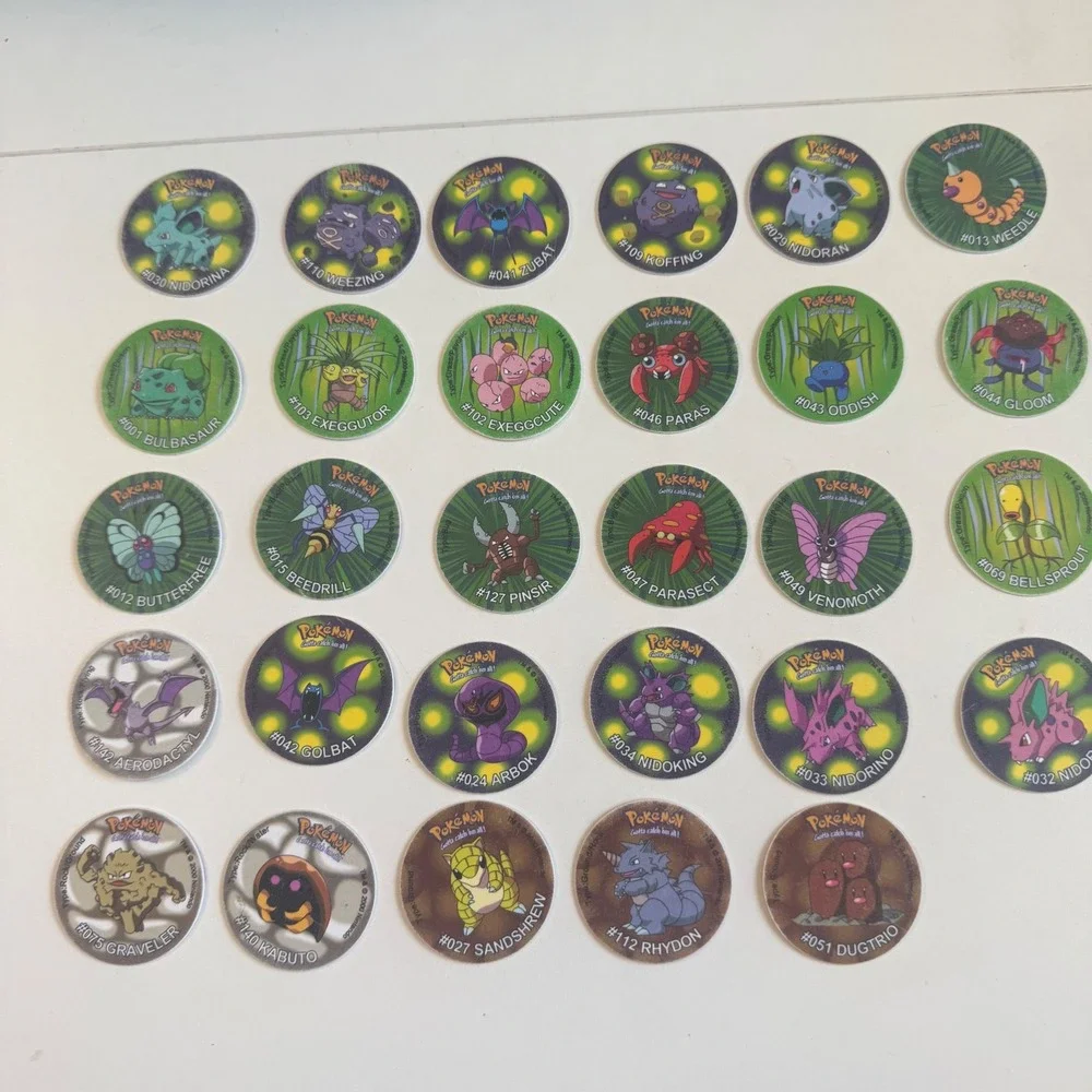 29pc Vintage 2000 Pokemon Tazo Lays Cheetos Collection Pogs Bulbasaur Nidoking